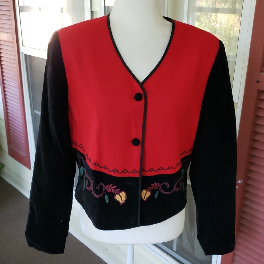 CAMBRIDGE DRY GOODS Red and Black Embroidered South WesternJacket